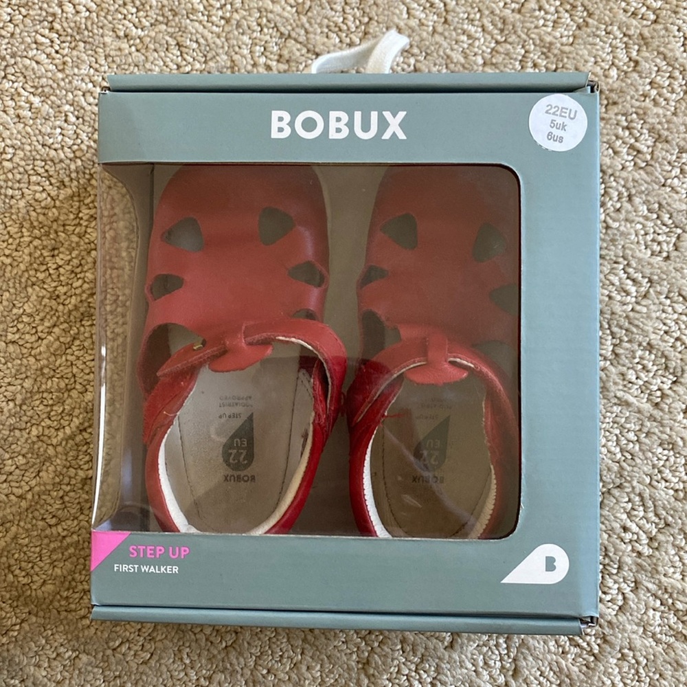 Bobux red leather Mary Jane style shoes size 21 and 22 - great condition